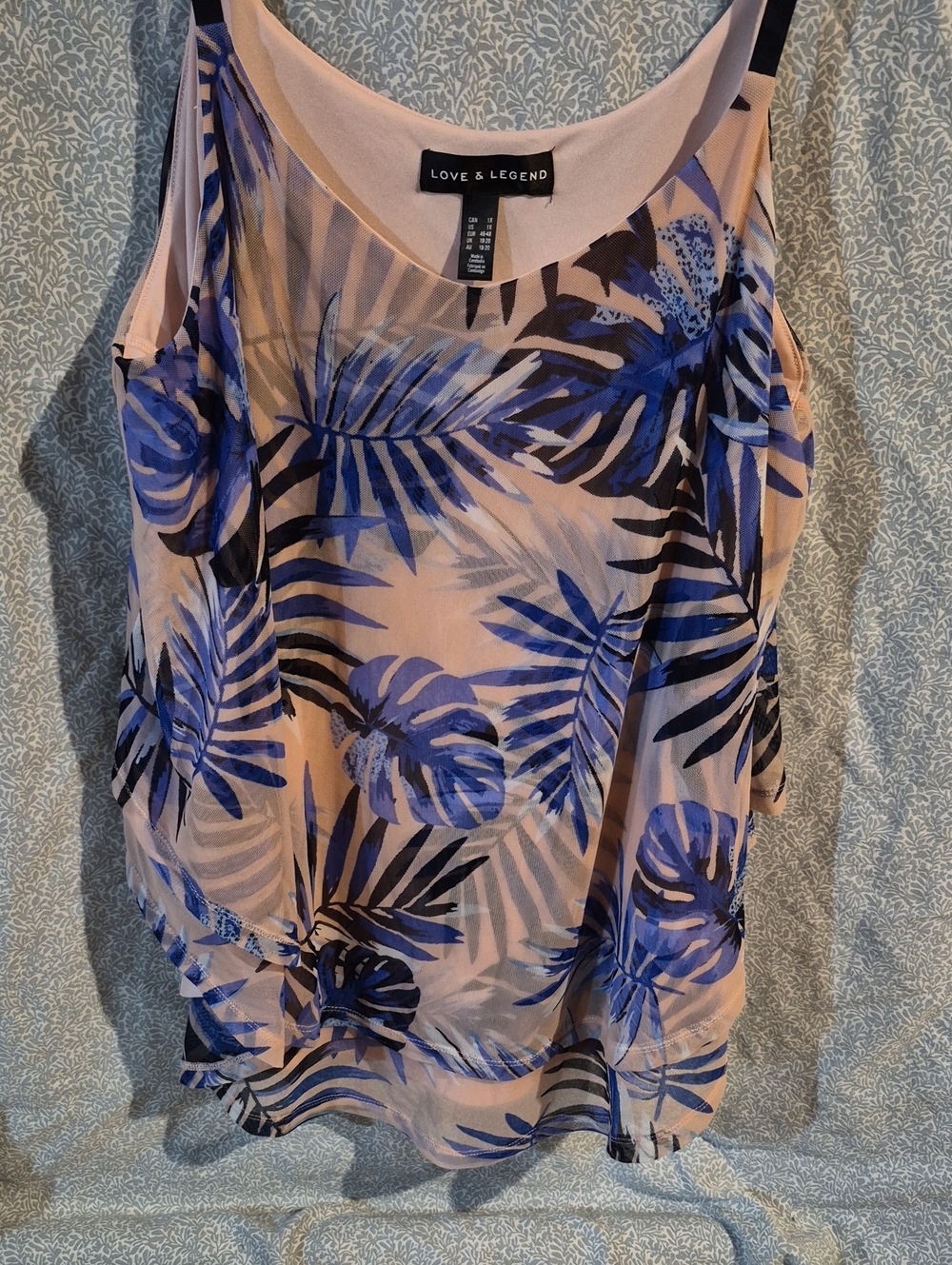 Love & Legend Blue and Blush Palm-Print Camisole